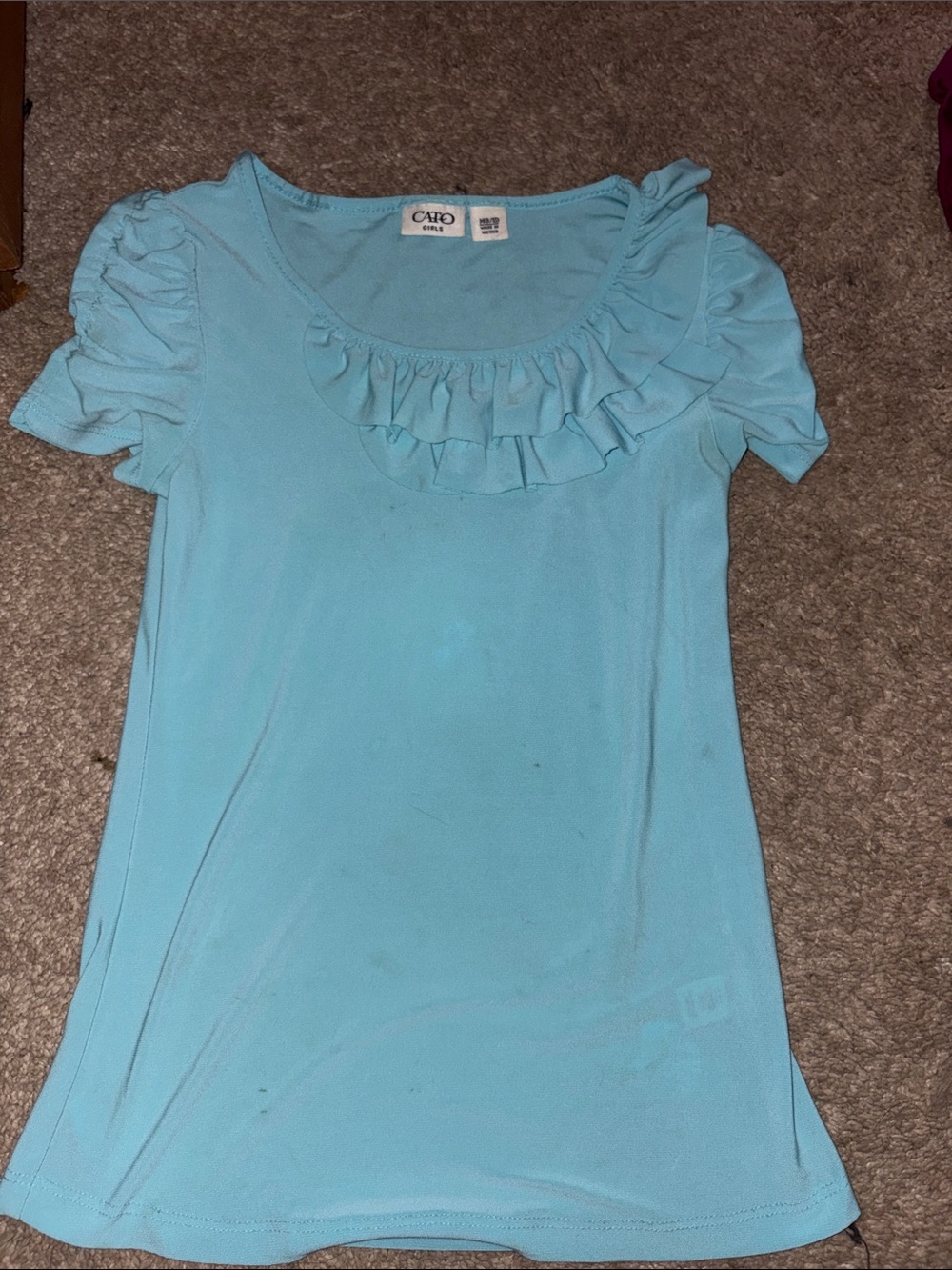 Cato Light Blue Ruffle Short Sleeve Tee - Kids
